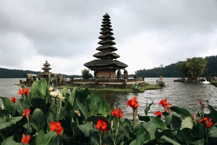 The Ulun Danu Beratan Temple in Indonesia.