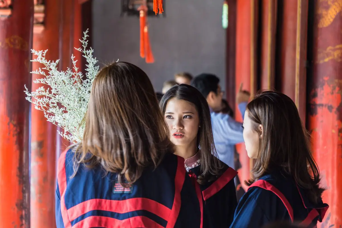 Students talking in Vietnam university