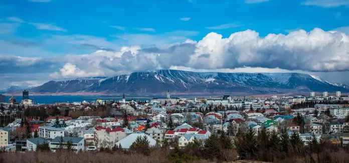 Mount Esja overlooking Reykjavik City