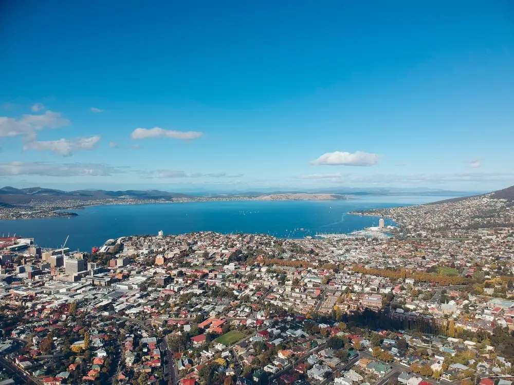 Hobart tasmania arial view