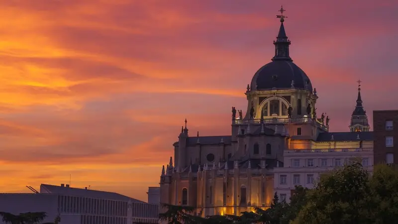 Madrid Spain orange sunset beautiful architecture