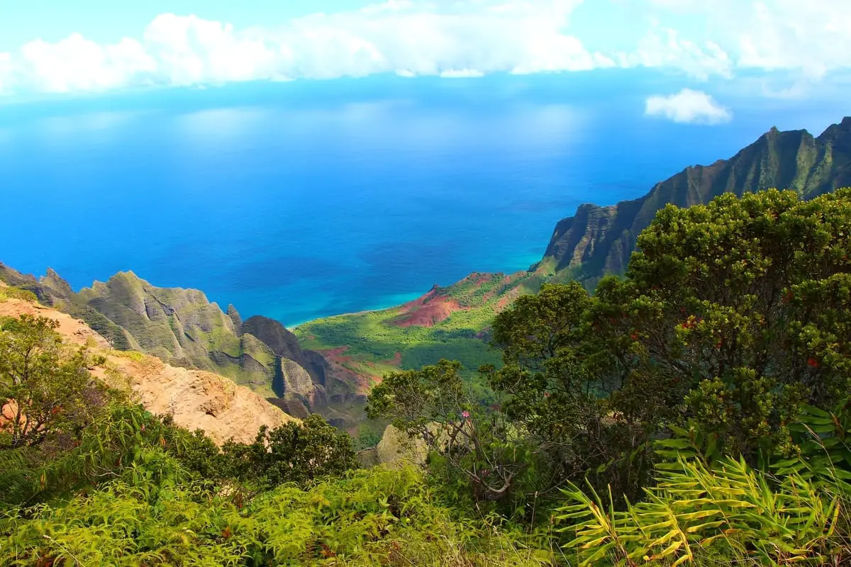 Kauai scenic view from hiking trail