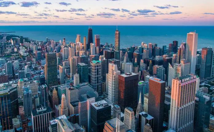 aerial-view-chicago-sunset-places-to-visit-for-free