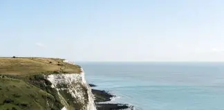 view of cliffs and sea at White Cliffs of Dover in England