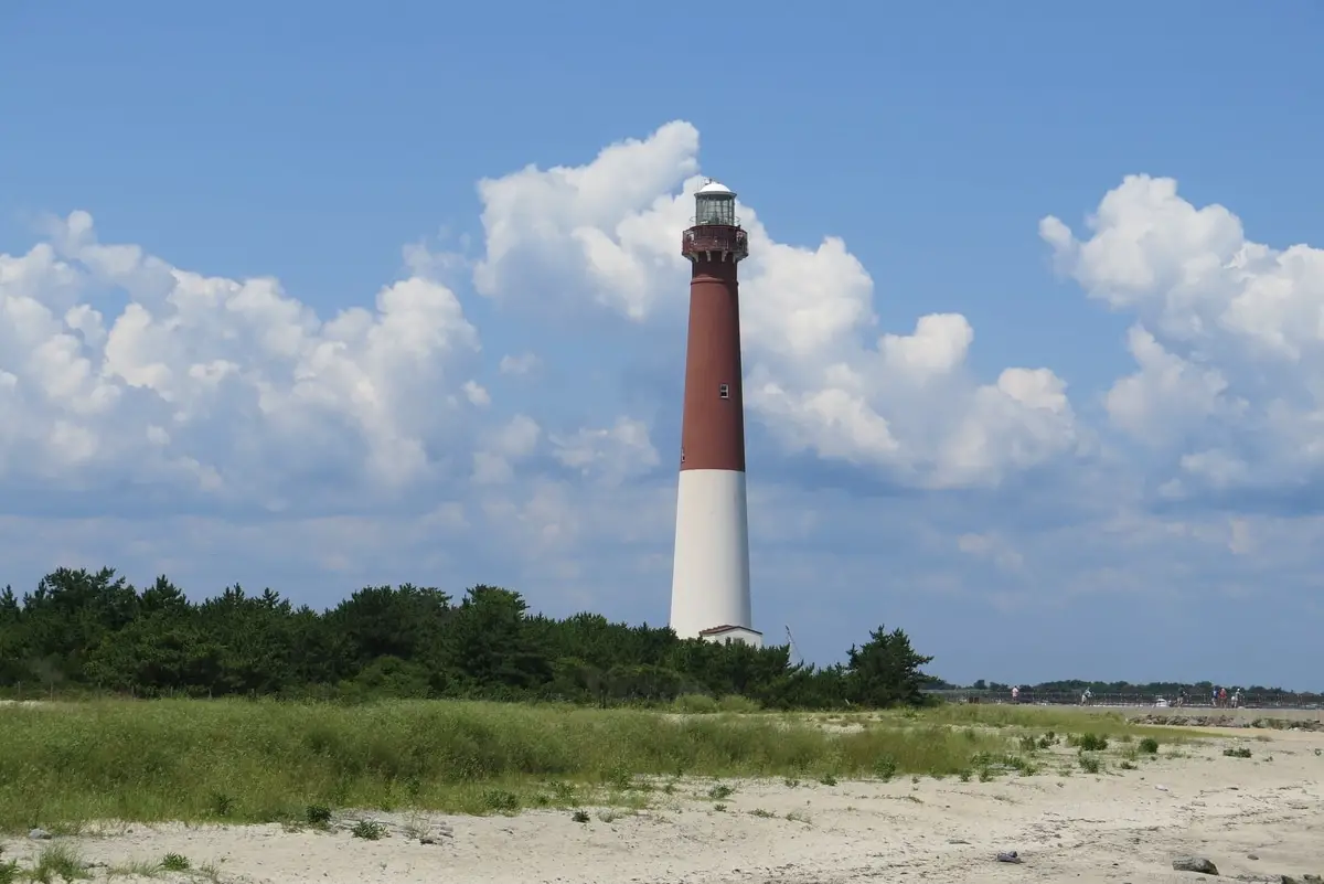 Red and white Barnegat Lighthouse on LBI