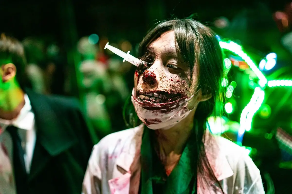 Girl dressed up as a scary zombie