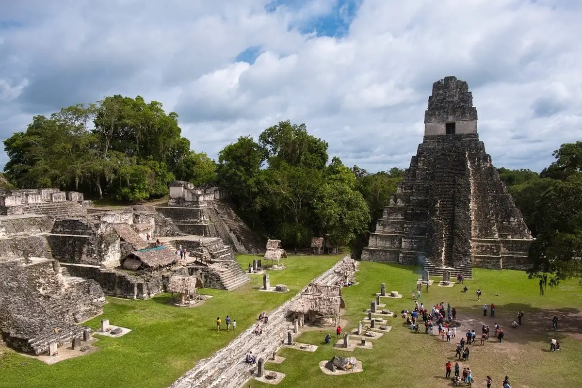 Mayan pyramid and ruins in Tikal National Park in Guatemala