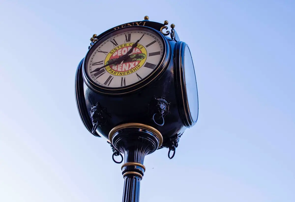 Vintage clock in Peoria, Illinois
