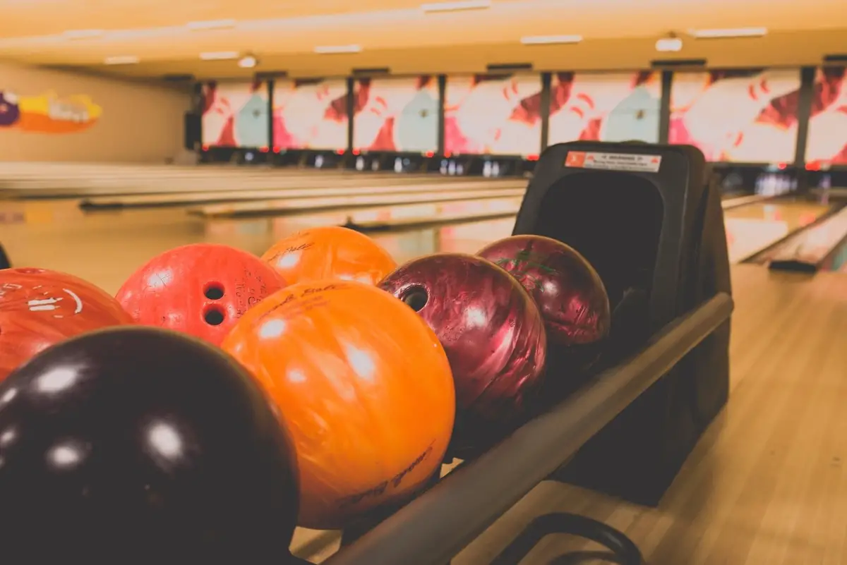 Photo of bowling balls on the conveyer