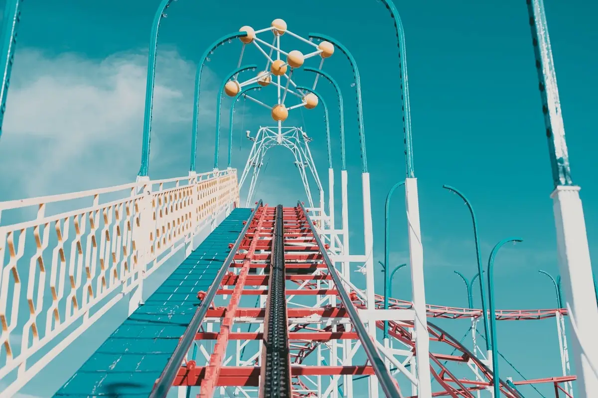 A rollercoaster ride at Joyland Amusement Park in Lubbock, Texas